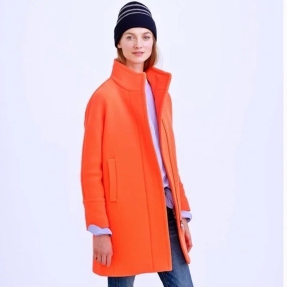 J.Crew Cocoon Coat Women's 6P Spiced Orange Stadium Cloth Nello Gori Wool Blend
